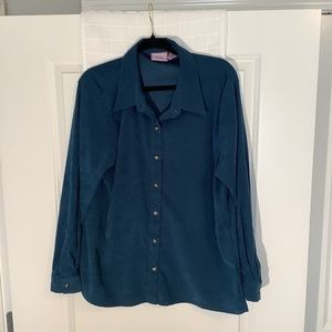 Premier International Ladies Plus Button Down Shacket Teal Blue Size XL